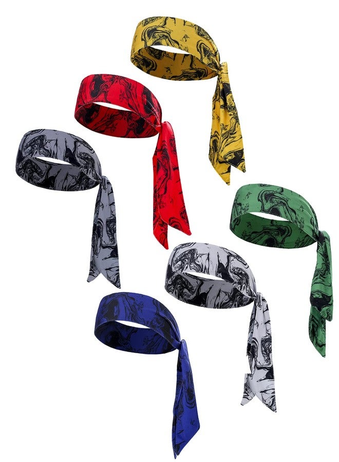 ONEYE 6 Pack Sport Head Ties Unisex Tie Headbands Tie Back Bandanas Workout Hair Band Athletic Sweatbands for Tennis Ninja Karate Running Basketball Yoga - Image 1
